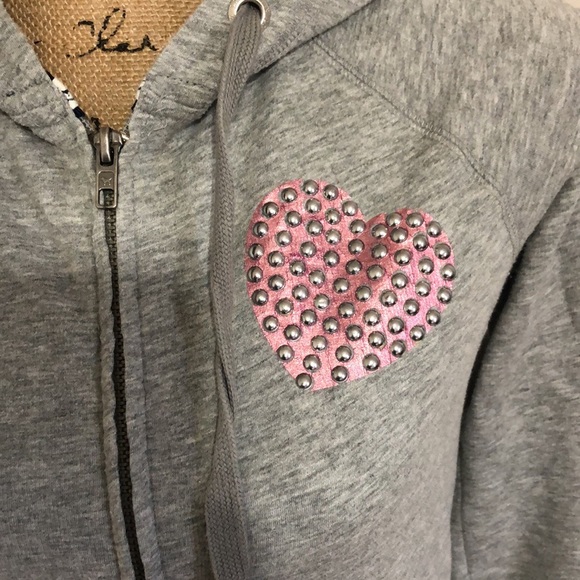 Victoria’s Secret PINK zip up studded heart peace Hoodie XS vintage - Picture 2 of 9